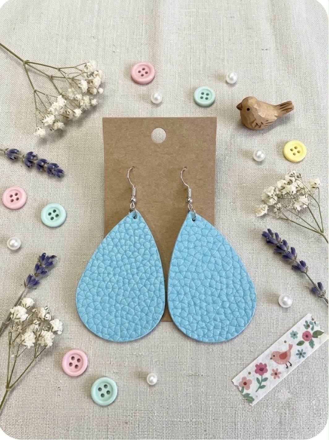 Teardrop Faux Leather Earrings