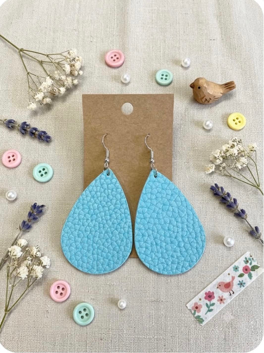 Teardrop Faux Leather Earrings