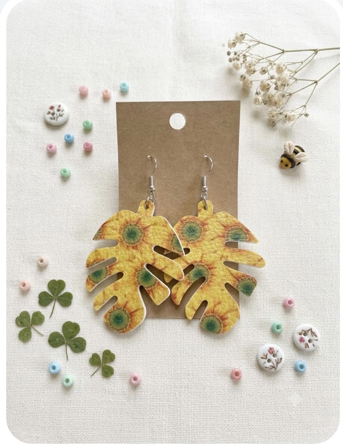 Feather Faux Leather Earrings
