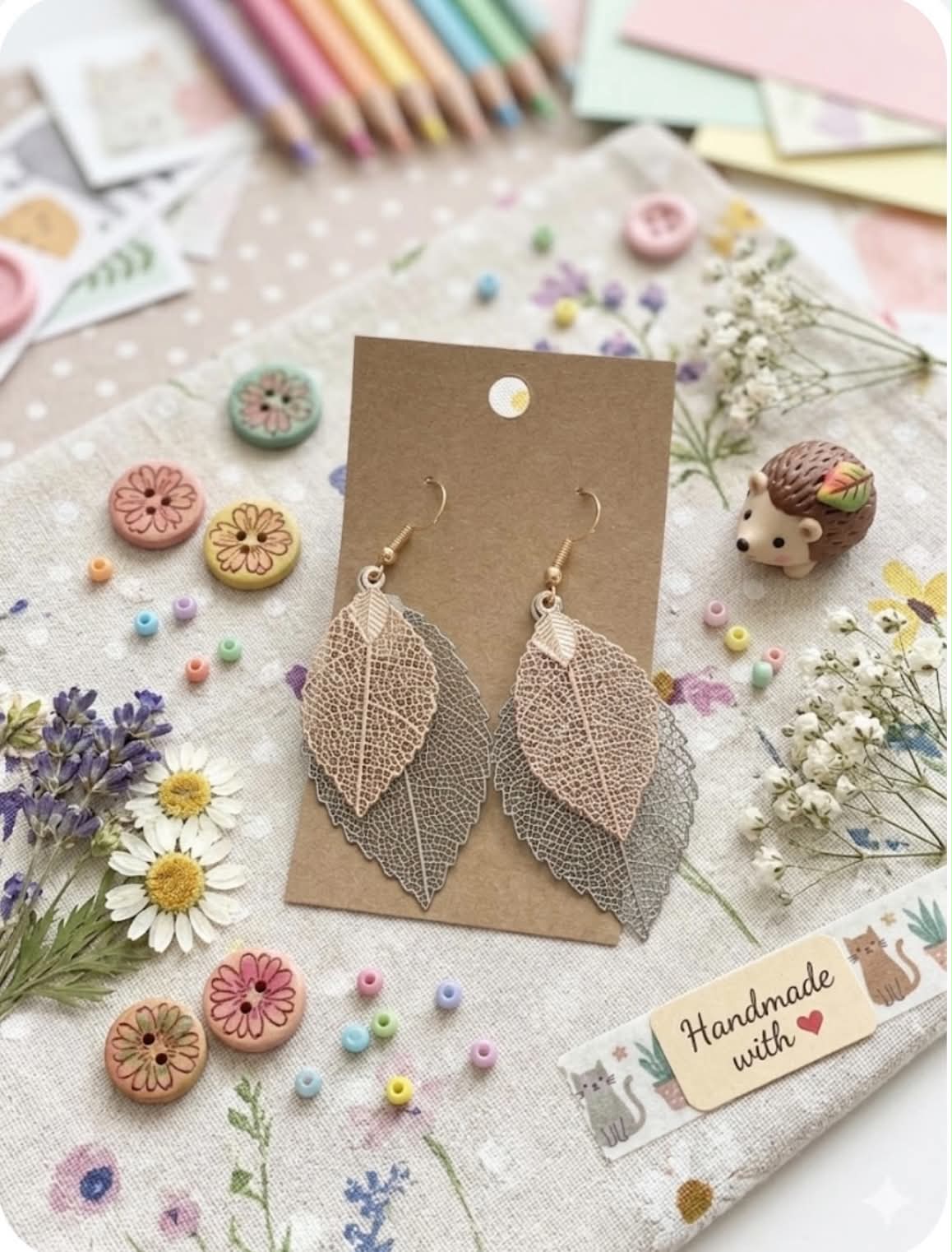 Metal feathers Earrings