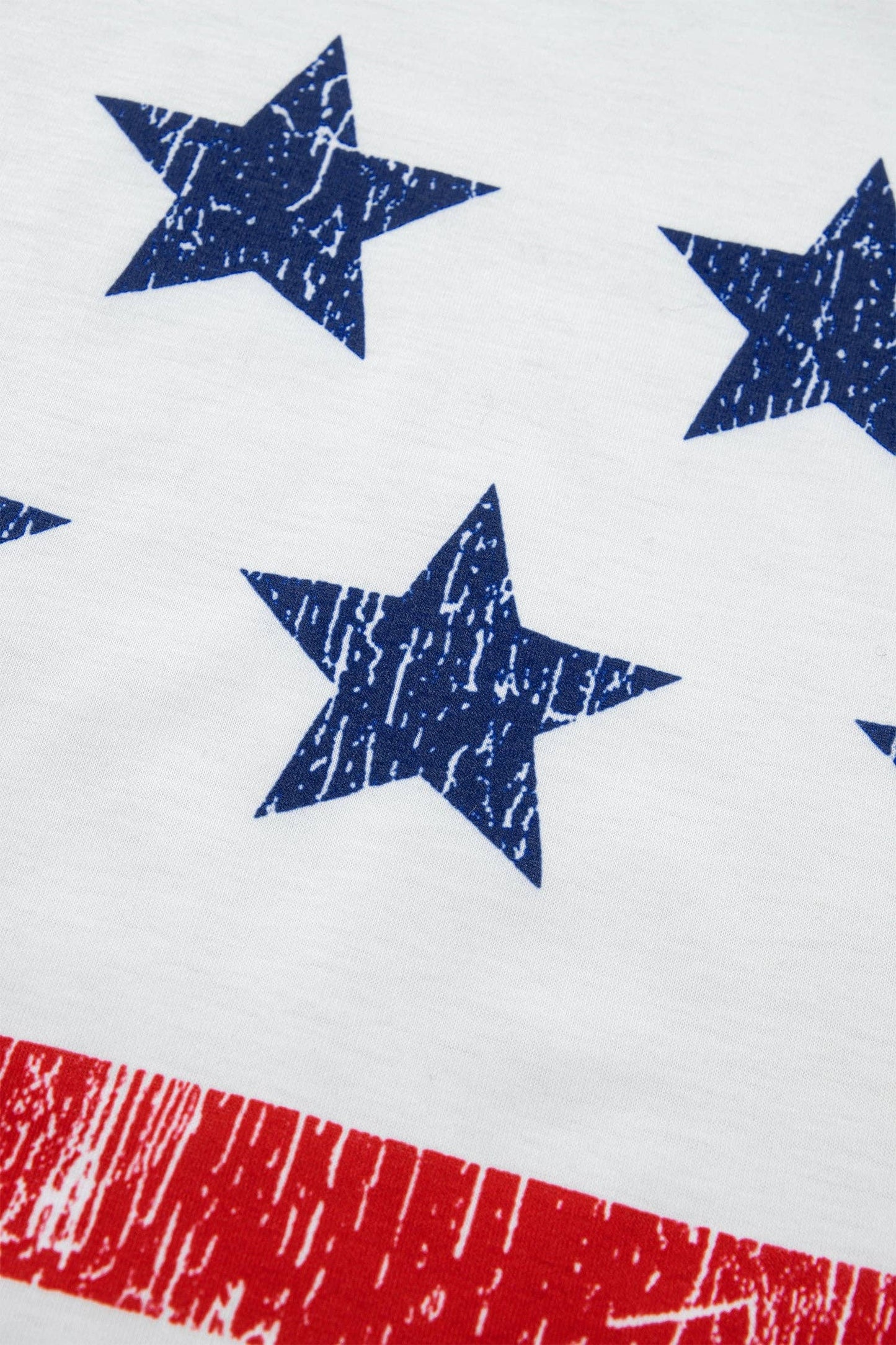 White Vintage Stars and Stripes Printed Casual Tank Top: White / 95%Polyester+5%Elastane /