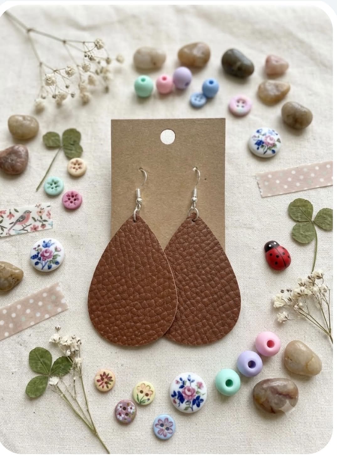 Teardrop Faux Leather Earrings