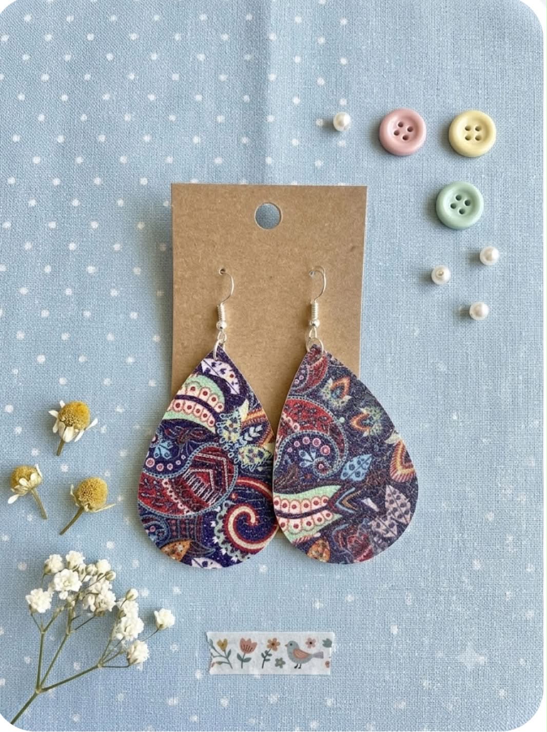 Teardrop Faux Leather Earrings