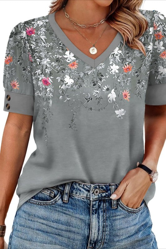 Casual V Neck Loose Fit Tee Soft Basic Summer Everyday Top