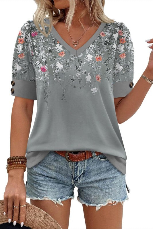 Casual V Neck Loose Fit Tee Soft Basic Summer Everyday Top