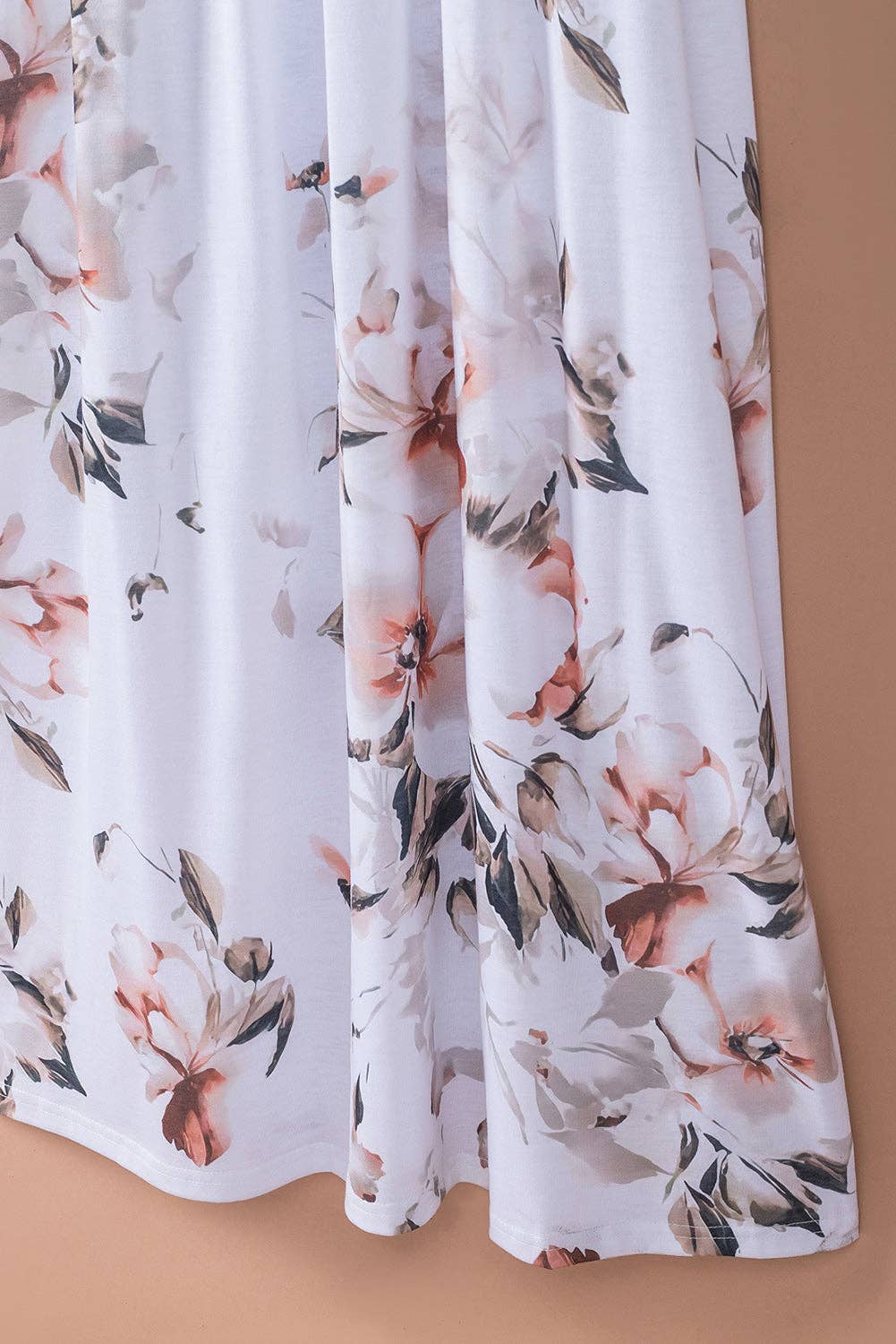 White Striped Floral Print Sleeveless Maxi Dress with Pocket: White / 95%Polyester+5%Elastane / M